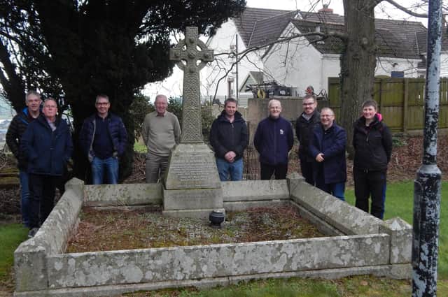The Orangefield group at the grave of Robert J McKeown, a parliamentary secretary in the first Northern Ireland government.