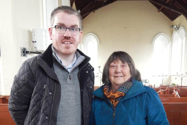 Kate McEwan of St John's Parish Church welcomed Keith Parke, group leader of the Orangefield Cultural Society to the church.