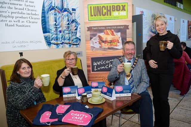 Yvonne Carson, Northern health and Social Care Trust; Marjorie Hawkins, chair of Mid and East Antrim Loneliness Network; the Mayor, Councillor William McCaughey and Rhonda Duddy, Acess Employment Larne (AEL)