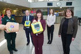 Infrastructure Minister Nichola Mallon launches roll-out of lifesaving defibrillators at bus and train stations