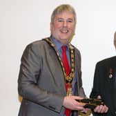 The Mayor of Causeway Coast and Glens Borough Council Councillor Richard Holmes pictured with Liam McCurdy, Secretary of Ballymoney Royal British Legion