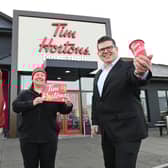 Celebrating the opening of Tim Hortons at The Junction are (L-R) Chris Toner, New Store Opening Manager, Tim Hortons; Geraldine Robinson, Regional Manager, Tim Hortons and Chris Flynn, Centre Director, The Junction.