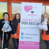 Causeway Coast Dog Rescue volunteer Tina with  Ash and Sandra from B&Q who are supporting the charity