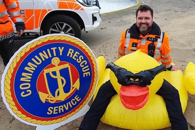 Barry Torrens of the Community Rescue Service is all set for the Duck Dive 2022