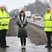 Minister Mallon at the site of the new infrastructure in Newtownabbey.