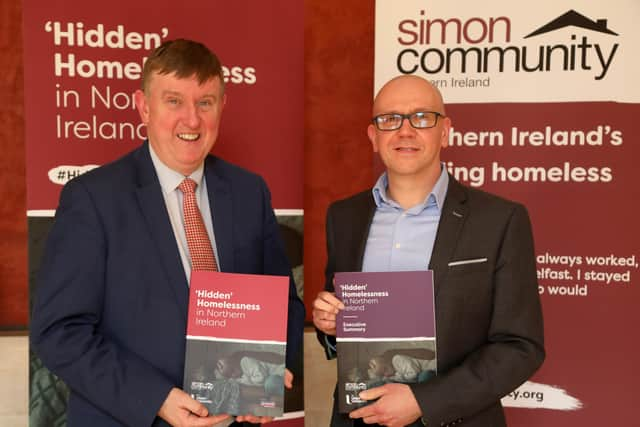 North Antrim MLA Mervyn Storey attends the launch of the Simon Community report into ‘Hidden Homelessness’ in Northern Ireland