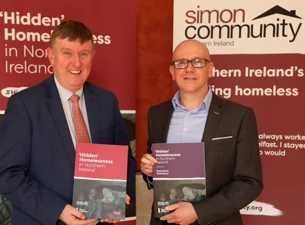 North Antrim MLA Mervyn Storey attends the launch of the Simon Community report into ‘Hidden Homelessness’ in Northern Ireland