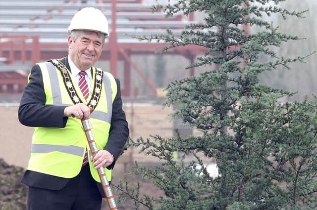 Mayor of Antrim and Newtownabbey, Cllr Billy Webb, pictured at the site of the new crematorium in the Doagh Road area of Newtownabbey.