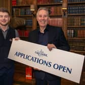 Ian Paisley MP, Chairman of The Gallaher Trust is pictured with Joel Johnston, a former student of the Northern Ireland Hospitality School, who now works at Gillies Grill as part of the Galgorm Golf Resort and Spa in Ballymena.