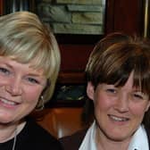Enjoying  a cup of coffee  at the Big Breakfast event in aid of Cancer Research NI held in Walsh's Hotel in 2007 were Bernadette Warnock and Collette McGrath.
