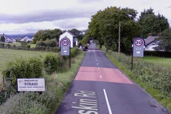 A sign at the entrance to Straid. Image by Google