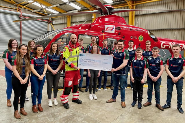 Finvoy YFC present a cheque for £10,000 to Air Ambulance NI