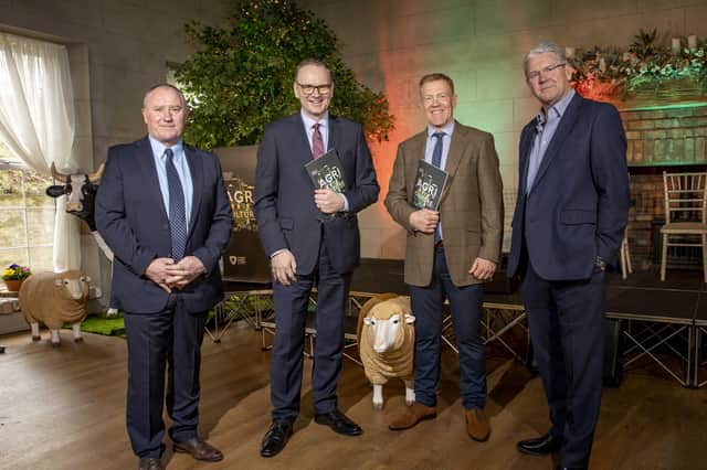 Pictured at the launch of the Armagh City, Banbridge and Craigavon Borough Council Agriculture Strategy from left: Councillor Declan McAlinden (Chair of Council's Economic Development and Regeneration Committee), Roger Wilson (Council Chief Executive), Adam Henson (Key note speaker) and Sir Peter Kendall (Key note speaker)