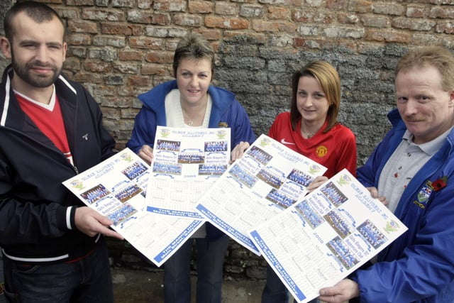 IT'S A DATE. Pictured on Saturday launching the Glebe Rangers FC 2008 calander are Supporters Club members, Andrew Hogg, Diane Morrow, Lucinda Hogg and Sammy McClements.BM45-062SC.
