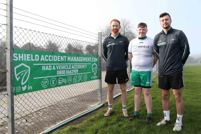 Press Eye - Northern Ireland - 6 March 2022

(L-R) Conor Glass, Daniel Mc Crory and Conor McKenna.

Shield Accident Management  - Eglish GAC coaching session with pro GAA players, Conor Glass and Conor McKenna. 

Photograph by Declan Roughan - 6 March 2022