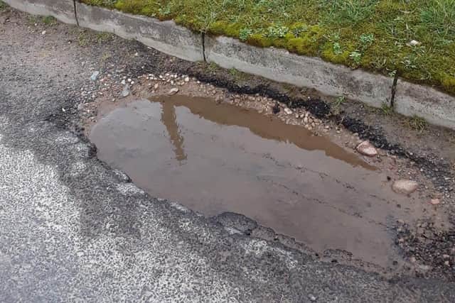Pothole that Councillor Glasgow has been fighting to get repaired.