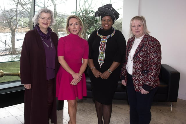 Alderman Yvonne Boyle, Johann Muldoon, Nandi Jola and Alderman Michelle Knight McQuillan (Vice-Chair of Causeway Coast and Glens Borough Council’s Women’s Working Group) pictured at the International Women’s Day event in Cloonavin