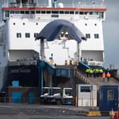 The scene at the Port of Larne today after P&O Ferries paused its services. Picture: Pacemaker