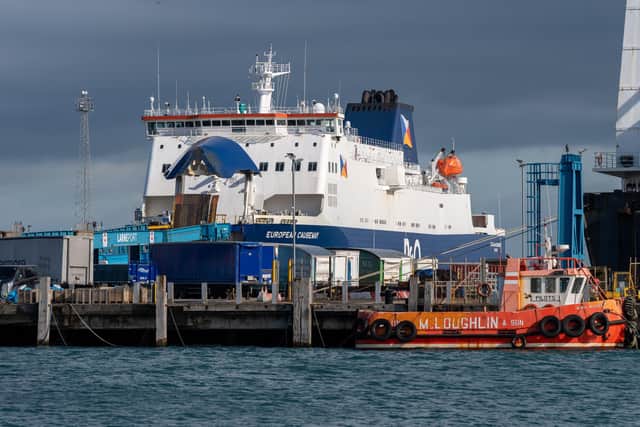 A P&O vessel docked in Larne Harbour.  Photo: Pacemaker Press