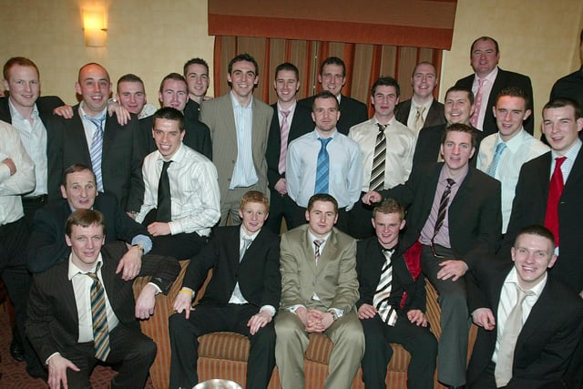 Some members of the Ballinderry Shamrocks Derry County Championship winning team pictured at their presentation dinner in 2007.