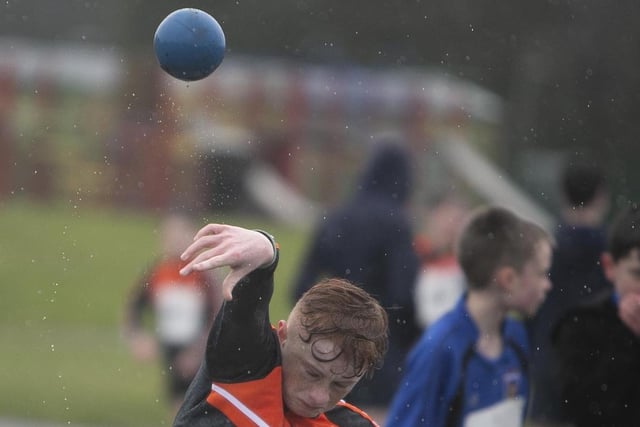 Concentrating hard on the shot putt at the Mary Peters Games organised by Causeway Coast and Glens Borough Counci