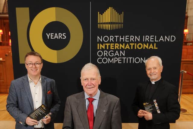 From left - Richard Yarr, Adrian Anderson, Father Eugene O'Hagan