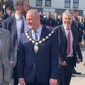 Prince Charles with Mid Ulster Council Chair Cllr Paul McLean in Cookstown.