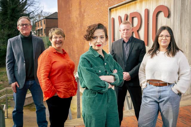 Lurgan born playwright Amanda Verlaque author of 'This Sh*t Happens All The Time' which is on at the Lyric in Belfast from March 22 to April 2. She is pictured with Jim Fay (Lyric Theatre), Caoimhe Farren (actor) Peter O'Neill (Imagine Festival) and Rhiann Jeffrey (Director).