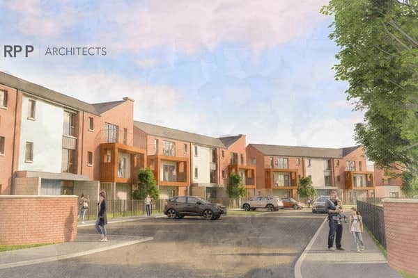 An artist’s impression of what the new scheme in Rathcoole will look like.