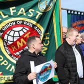 A protest took place at Larne Harbour last Friday afternoon over the dismissal of more than 800 P&O Ferries staff. Photographs by Declan Roughan / Press Eye