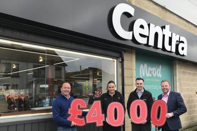 McCool’s Centra Ballymena owner Peter McCool, Rhonda Linton, Conor Campbell and regional manager Mark Hammond