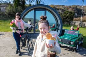 (L-R) Claire and Elsie Murray and Elijah Mellon launch the new season at Glenarm Castle (1)