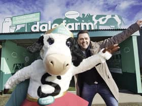Pete Snodden with Dale Farm’s new superhero, Supercow