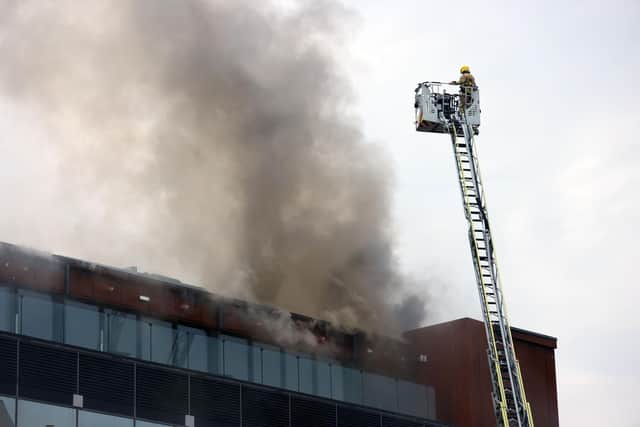 Firecrews tackle the blaze at the Babel rooftop bar. Picture: PressEye