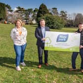 Pictured L-R is Lindsay Houston Principal parks officer, MEA Aaron Whiteman – Head of Moy Park Complex Ballymena Alastair Robinson  Health, Safety and Environment Officer, Moy Park Claire Duddy  Parks Development Manager, MEA.