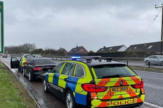 Police stopped the vehicle on the A1 dual carriageway. Picture: PSNI