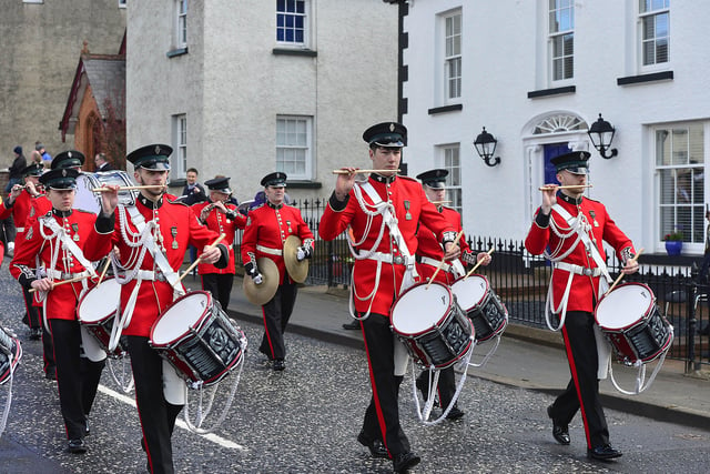 One of the bands that took part in the parade through Loughgall. 
Picture:: Arthur Allison/Pacemaker Press.
