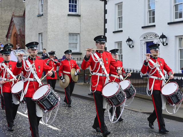 One of the bands that took part in the parade through Loughgall. Picture:: Arthur Allison/Pacemaker Press.