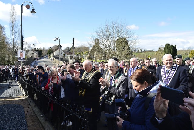 Gathered for the historic event in Loughgall. Picture: Arthur Allison/Pacemaker Press.