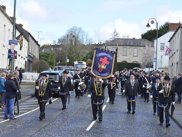 Taking part in the parade in Loughgall.
Picture: Arthur Allison/Pacemaker Press.