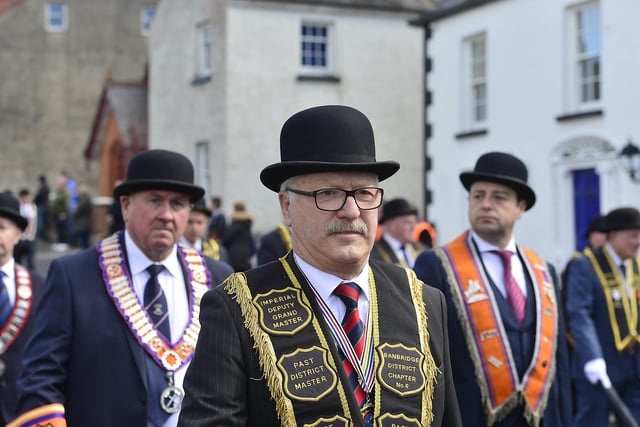 Stepping out in the parade through Loughgall. 
Picture: Arthur Allison/Pacemaker Press.