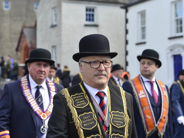 Stepping out in the parade through Loughgall.
Picture: Arthur Allison/Pacemaker Press.
