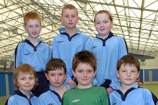 Desertmartin Primary School team members line up for a photo during the Spires Super Six Cup soccer tournament in 2010.