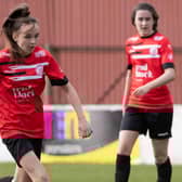 In action during the pre-season friendly on Sunday between Lisburn Ladies and Ballyclare Comrades Ladies.  Picture: Paul Harvey