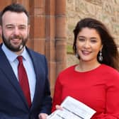 Pictured is SDLP East Derry candidate Cara Hunter with SDLP Leader Colum Eastwood at the Guildhall