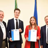 Hannah Kelly and Noah Patterson receiving their Rotary Youth Leadership Awards