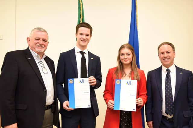 Hannah Kelly and Noah Patterson receiving their Rotary Youth Leadership Awards