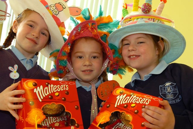 St Mary's Primary School Stewartstown pupils Hanna, Alana  and Fiona are all dressed up in their Easter bonnets back in 2007.