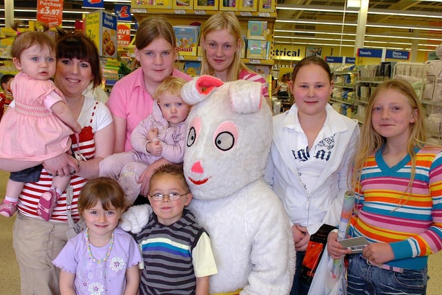 Some of the young people who met the Easter Bunny in the Tesco store in Cookstown in 2007.
