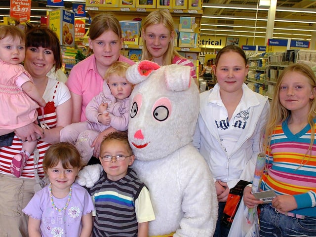 Some of the young people who met the Easter Bunny in the Tesco store in Cookstown in 2007.